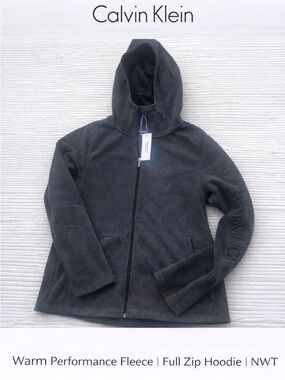 Calvin Klein Performance Fleece Zip Hoodie – Charcoal Gray – Size M – NWT